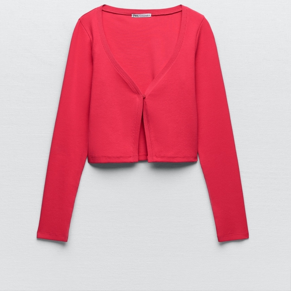 ZARA RIBBED CARDIGAN FUCSHIA